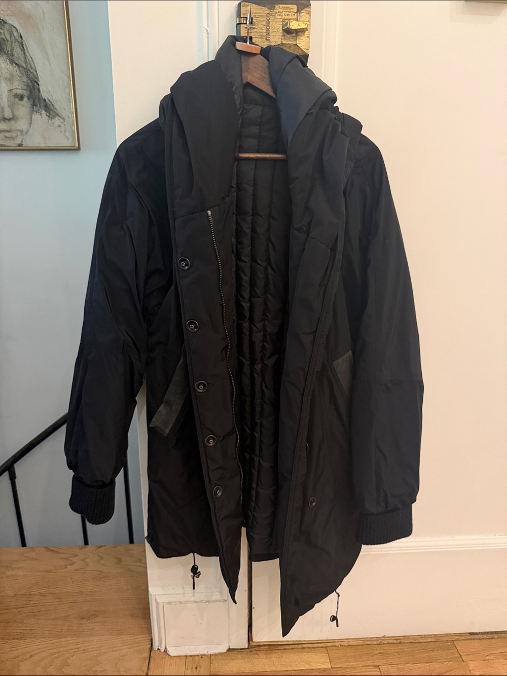 Black Insulated Hooded Parka Jacket